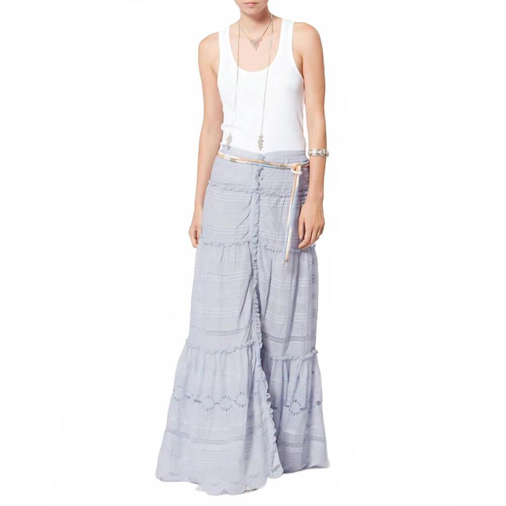 NEW ISABEL MARANT paoline frilly floral lace skirt in light blue